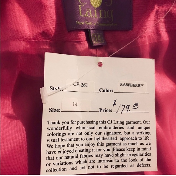 New CJ Laing Pink Linen Pants with Palm Trees Pink size 14 Cruise Summer - Picture 13 of 16